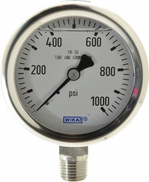 WIKA Wika 9833515 Pressure Gauge 0-1000 Psi 2-1/2 in Lower Mount