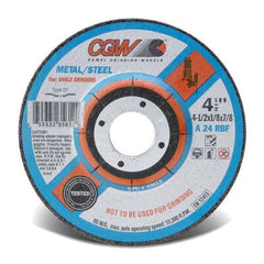 Cgw Abrasives 35630 Flat Depressed Center Wheel 6 In Dia x 1/8 In Thk 24 Grit Aluminum Oxide