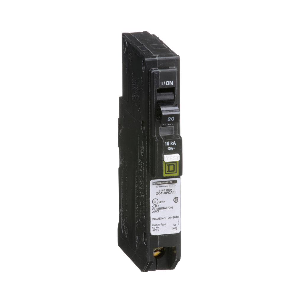 Square D QO120PCAFI Arc-Fault Miniature Circuit Breaker 20A 120V 1P , Plug-On Neutral