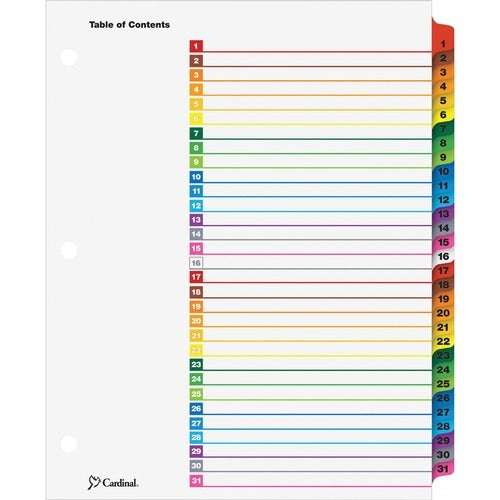 CARDINAL Cardinal CRD60118 Onestep Index System Numbered Tabs 1-31