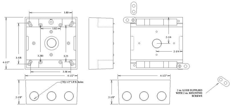 MULBERRY METAL PRODUCTS Mulberry 30269 2-Gang Weatherproof Box (7 x 1/2 in Hubs) (fka R-DOT 2IH7-1)