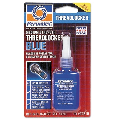 Permatex 24210 Medium Strength Blue Threadlocker 10 mL 1/4 to 3/4 in Thread