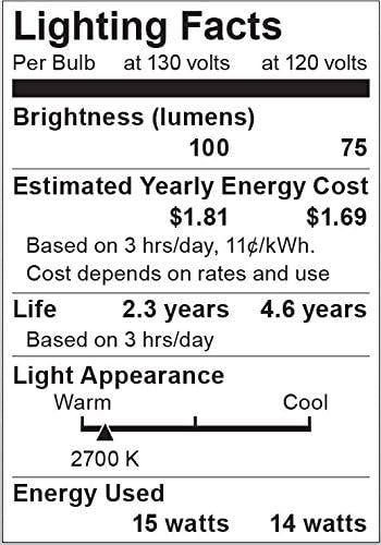 SATCO Satco S3949 A15 A-Line Incandescent Bulb 15 Watt (2 Pack)