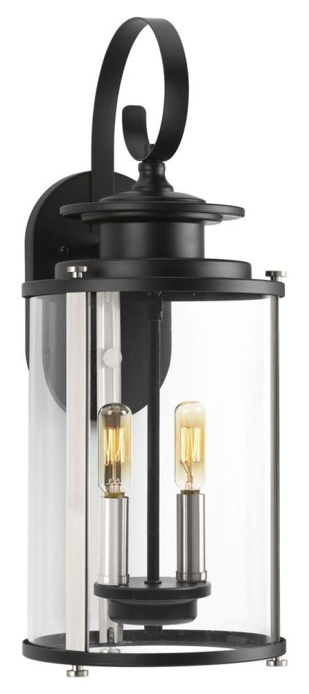 PROGRESS LIGHTING Progress Lighting P560037-031 Squire 2-Light Candelabra E-12 Incandescent Outdoor Wall Sconce 120W (8 x 19-1/4 in.)