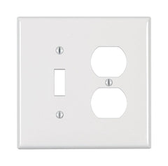 Leviton PJ18-W 2-Gang, 1-Toggle, 1-Duplex Combination Wallplate, Midway Size, White