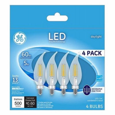 GE G E Lighting 93129338 5W Led Candelabra Bulb 4 Pack 5000K