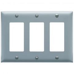 Pass & Seymour TP263GRY 3Gang Wall Plate, Decorator, Nylon, Standard - Gray