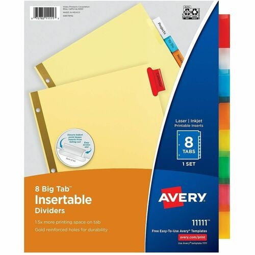 AVERY Avery AVE11111 Big Tab Insertable Dividers 8-tab Set