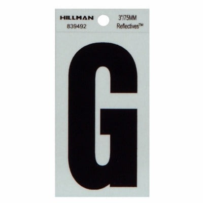 HILLMAN Hillman Fasteners 839492 Adhesive Letter G 3 in Black Silver