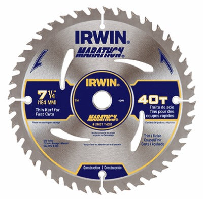 IRWIN Irwin 14031 7.25 Inch 40T Carbide Circular Saw Blade