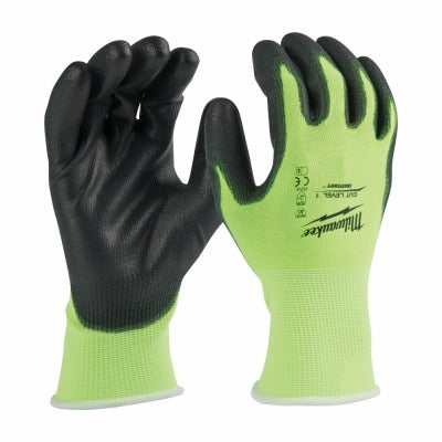 MILWAUKEE Milwaukee 48-73-8912 Hi-vis Cut A1 Dipped Gloves Large 6pk
