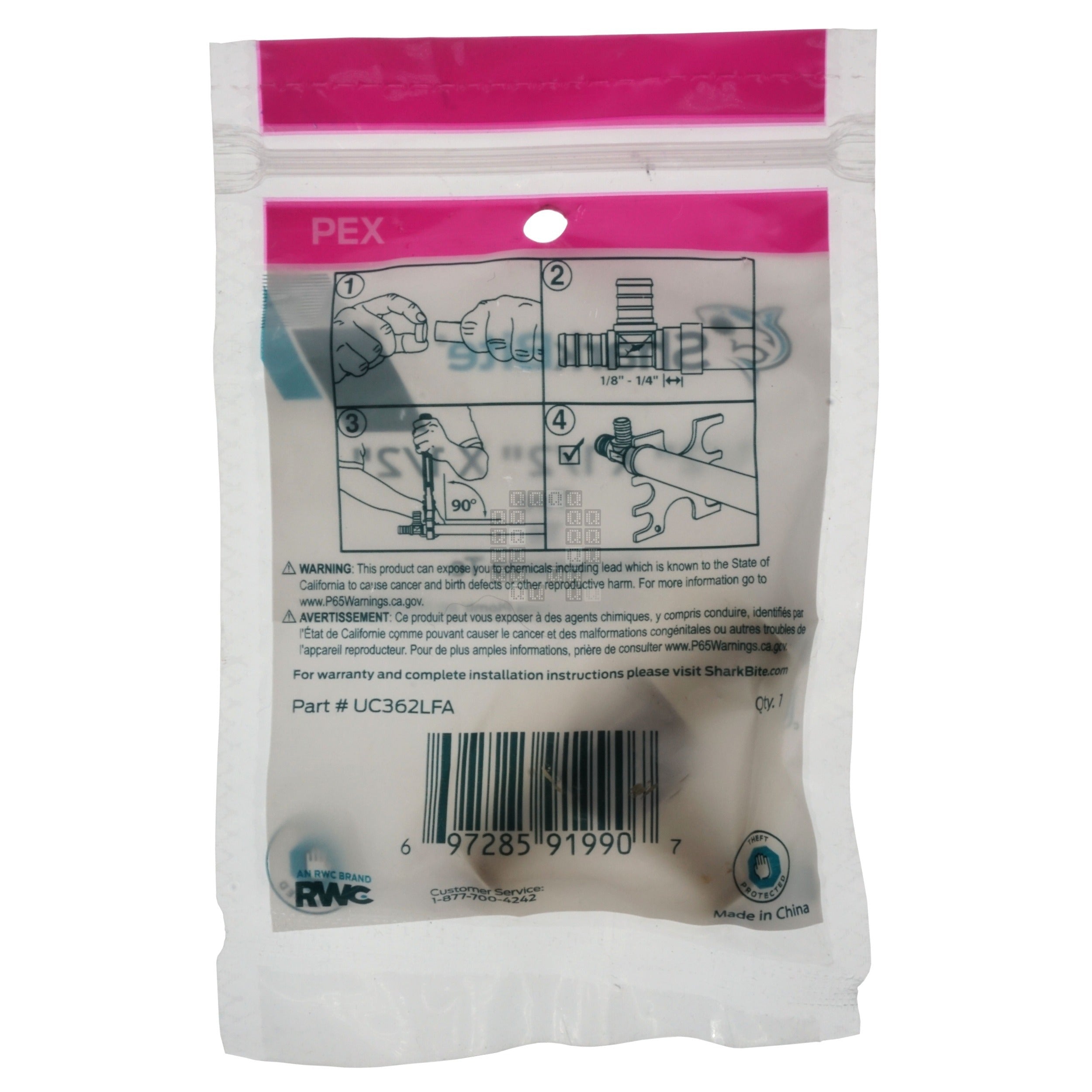 RWC Rwc UC362LFA PEX hose barb tee fitting (1/2 in x 1/2 in x 1/2 in)