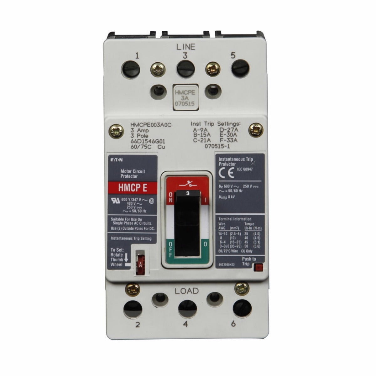 EATON Eaton HMCPE015E0C Motor Circuit Protector 15 A (Frame J-K)