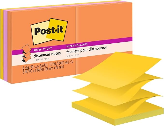 3M 3M MMMR3306SSUC Super Sticky Pop-Up Refill (3 x 3, 6 Pack) R330-6SSUC