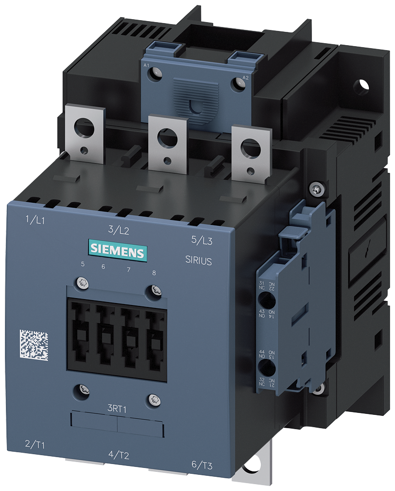 Siemens 3RT1056-6AF36 110 to 127 VAC 185 Amp 200 Hp 3-Phase 3-Pole 2NO 2NC Screw Terminal IEC Contactor