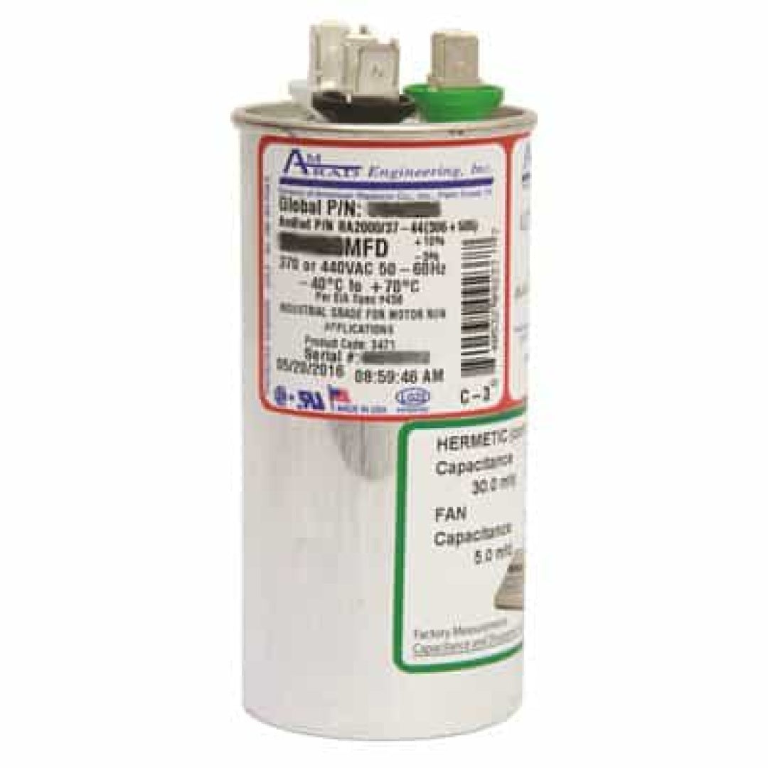 Global USA2238 - Amrad USA2238 Motor Run Dual Capacitor, 50/7.5 MFD, 370/440V, Round