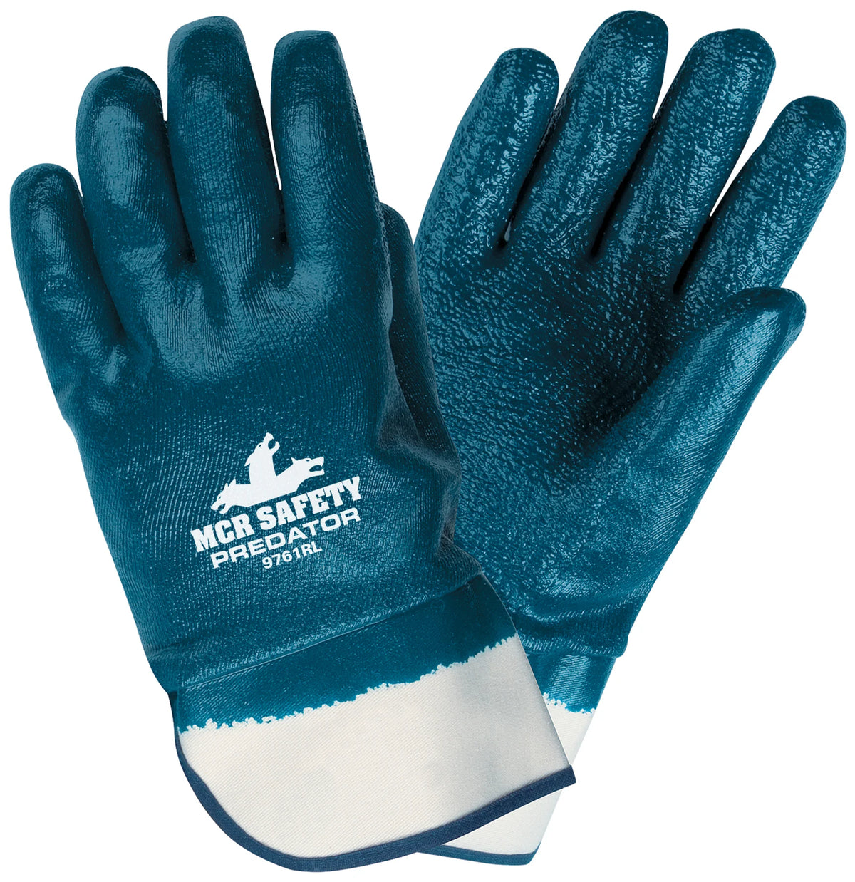 MCR Safety 9761R-L9761R MCR Gloves,"Predator",Supported Nitrile,Rough Fully Coated,Safety,L