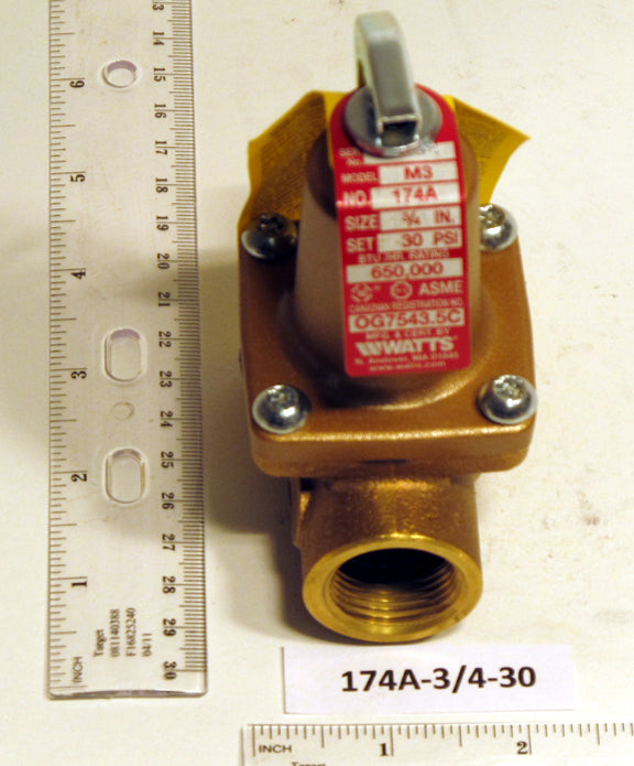 AO Smith 174A-3/4-30 Relief Valve 34 30 PSI 650k BTU 0274428