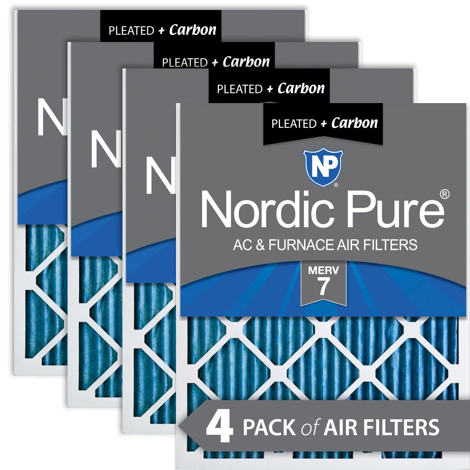 NORDIC PURE Nordic Pure 18x20x1M7+C-4 Merv 7 Plus Carbon Filter 4 Pack
