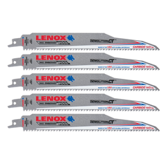 Lenox 1832144 CARBIDE TIPPED RECIP SAW BLADE 956RCT 9 X 1 X 050 X 6TPI 5PK