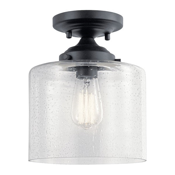 Kichler 44033BK Winslow Semi-Flush Lighting, (1) A19 Incandescent Lamp, 120 VAC, Black Housing