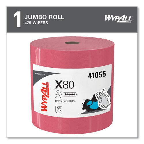 KIMBERLY-CLARK Kimberly-Clark KCC41055 WypAll Power Clean X80 heavy duty cloths 12.5 in x 12.2 in 475 per roll