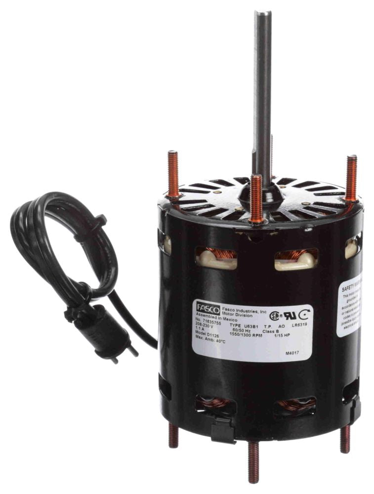 Fasco D1126 1/15 HP CW Motor 208 to 230 VAC (3.3 x 6.92)
