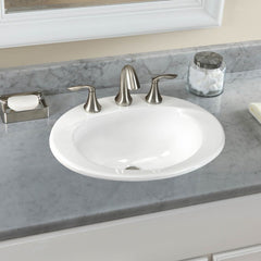 Toto LT501.8#01 Lavatory Sink Widespread Top Mount Self Rimming 20 x 17 Inch 8 Inch Spread Oval ADA Cotton