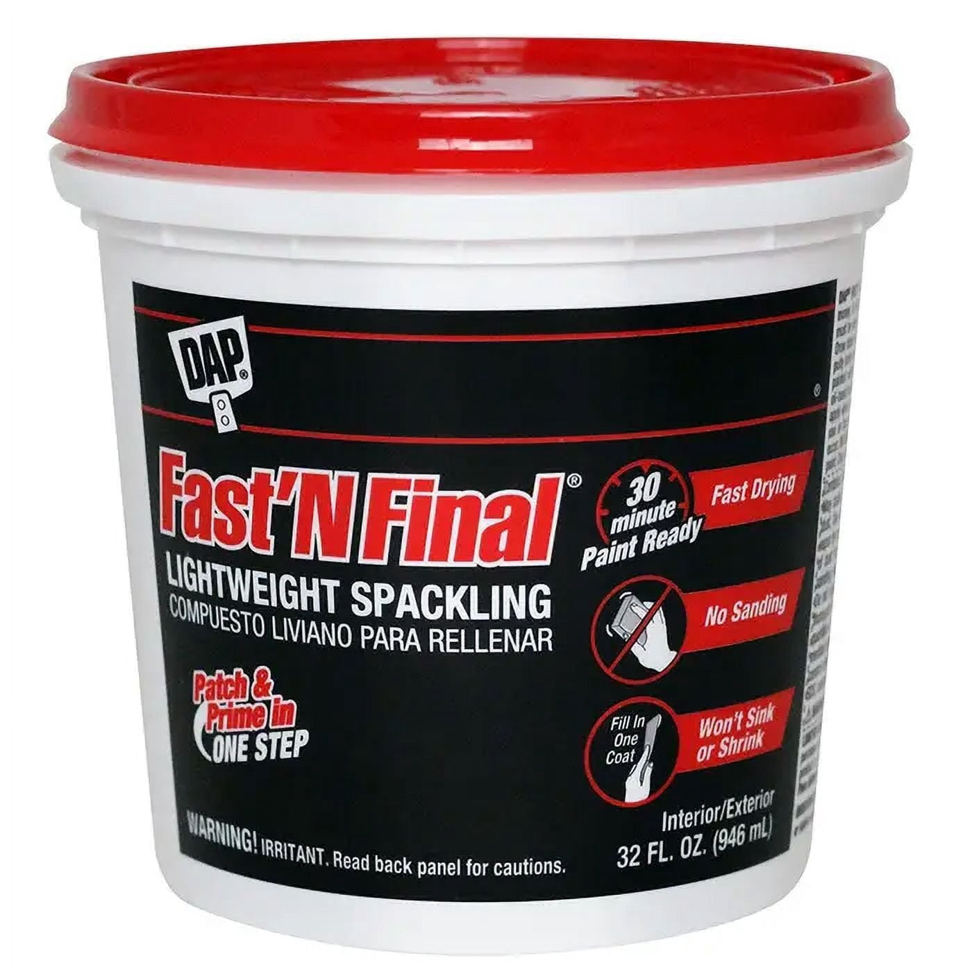DAP Dap 7079812142 Fast 'N Final Lightweight Spackling (1 qt / 32 oz) 12142