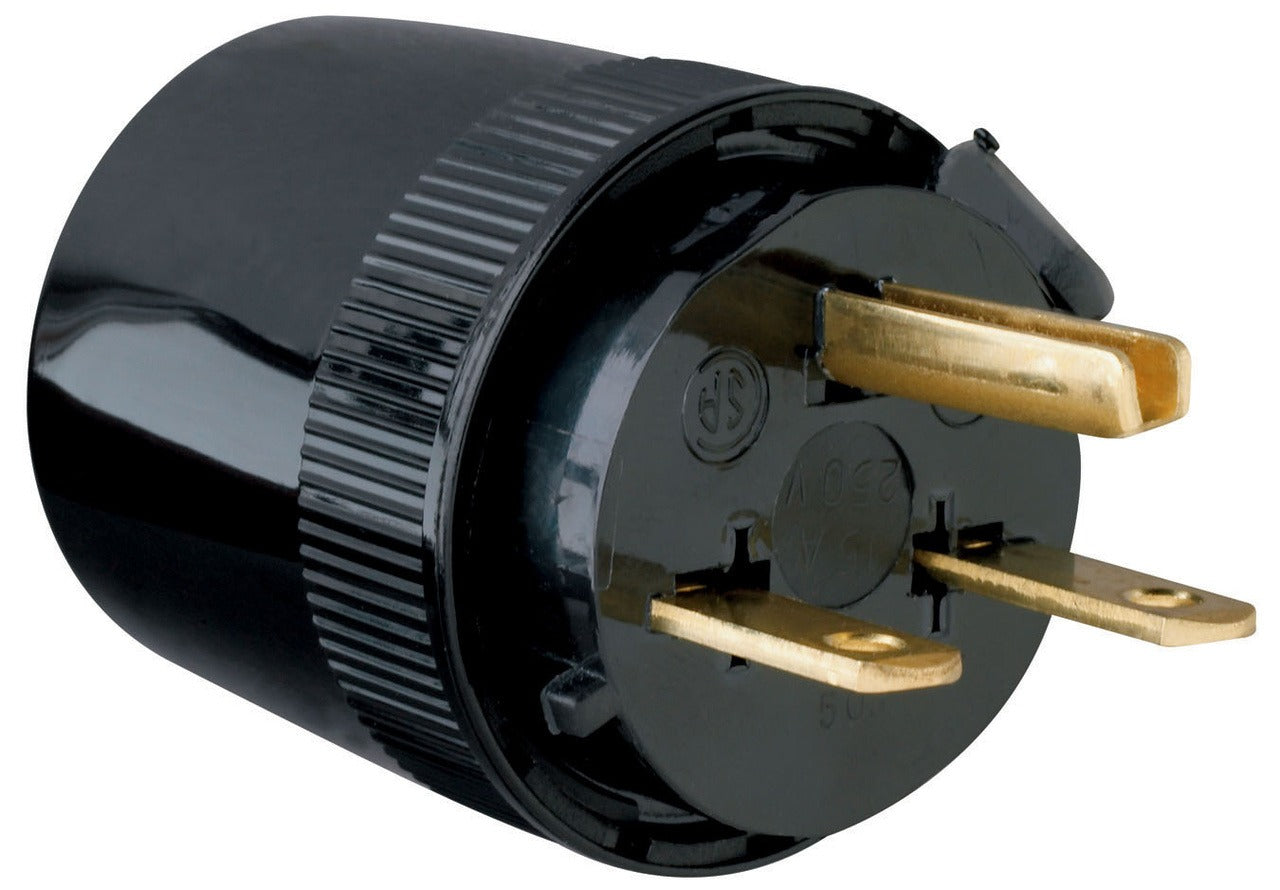 PASS & SEYMOUR Pass & Seymour 5666-BK Medium-Duty Dead Front Plug 15A 250V (NEMA 6-15P) 5666BK