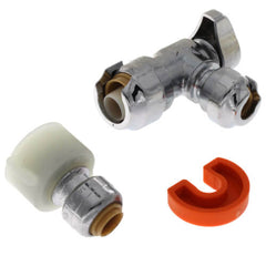 SharkBite 25088 Toilet Connection Kit with Angle Stop, Push to Connect Brass Plumbing Fittings, PEX Pipe, Copper, CPVC, PE-RT