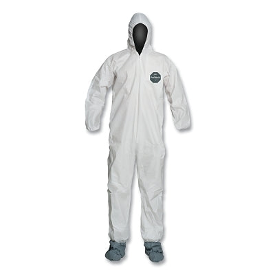 DuPont NB122SWH3X002500 ProShield 50 Hooded Coveralls w/Attached Boots and Elastic Wrists, White, 3X-Large