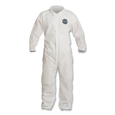 DuPont PB125SWHLG002500 Proshield 10 Coverall, Collar, Elastic Wrists and Ankles, Zipper Front, Storm Flap, White, Large