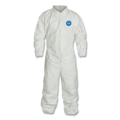 DuPont TY125SWH4X002500 Tyvek 400 Coverall, Serged Seams, Collar, Elastic Waist, Elastic Wrists and Ankles, Zipper Front White 4XL, VP