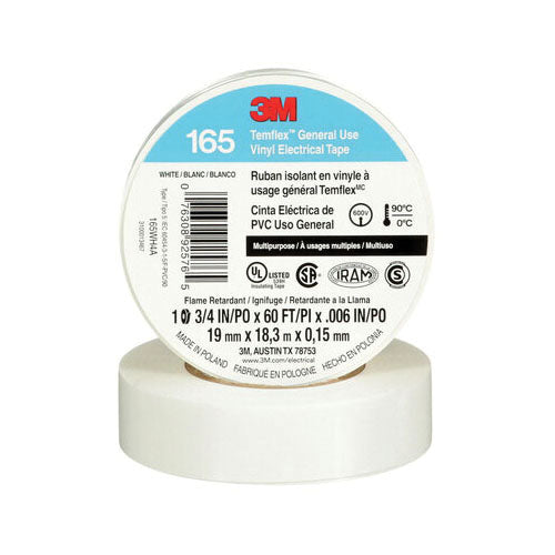 3M 3M 7100169491 Electrical Tape 0.75in 60ft White