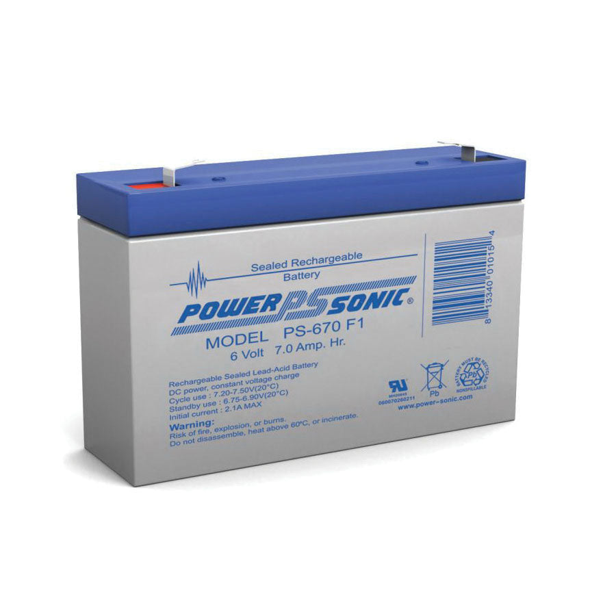 POWER SONIC Power-sonic PS-670F1 Lead Acid Battery 6V 7ah