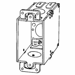 Appleton 384 Square Corner Gangable Switch Box With CL-26 Nonmetallic Sheathed Cable Clamp, Steel, 12.5 cu-in, 1 Gang, 7 Knockouts