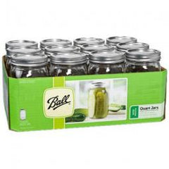 TRUE VALUE 67000 Ball Wide-Mouth Mason Jars With Closures Qt. 12-Pk