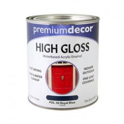 True Value PDL30-QT Premium Decor Royal Blue Gloss Enamel Paint, Qt.