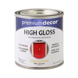 TRUE VALUE PDL12-HP Premium Decor Ivory Gloss Enamel Paint, 1/2-Pt.