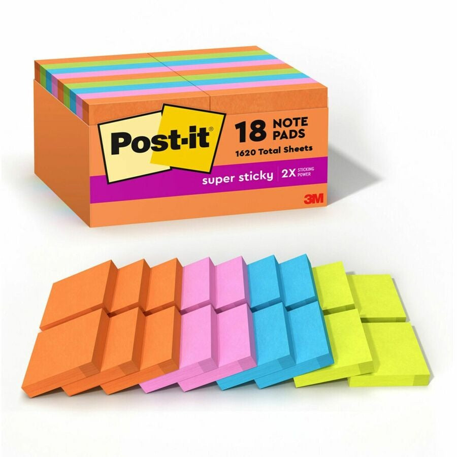 3M 3M MMM62218SSAUC Post-it Super Sticky Notes (2 in x 2 in / 18 Pack / 90 Sheets per Pad) 62218SSAUC