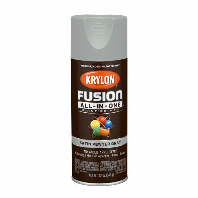 KRYLON Krylon K02744007 Satin Spray Paint Primer 12 Oz Pewter Gray