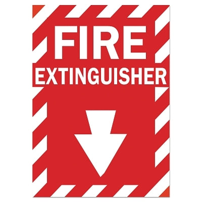 Brady 86091 Fire Sign 14 Height 10 Width B-302 High Performance Polyester White On Red Fire Extinguisher With Picto