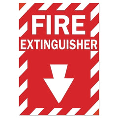 Brady 86091 Fire Sign 14 Height 10 Width B-302 High Performance Polyester White On Red Fire Extinguisher With Picto