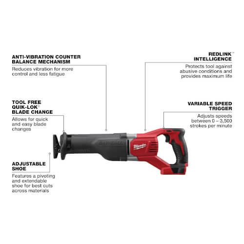 Milwaukee 2621-20 M18 SAWZALL Reciprocating Saw - Tool Only