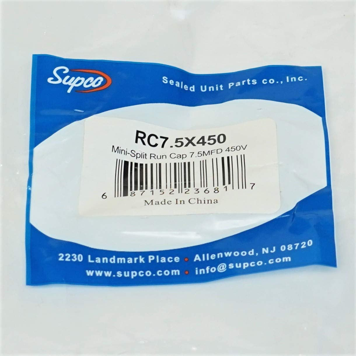 SUPCO Supco RC7.5X450 Mini-split Run Capacitor 7.5 MFD 1 Pack RC7.5X450