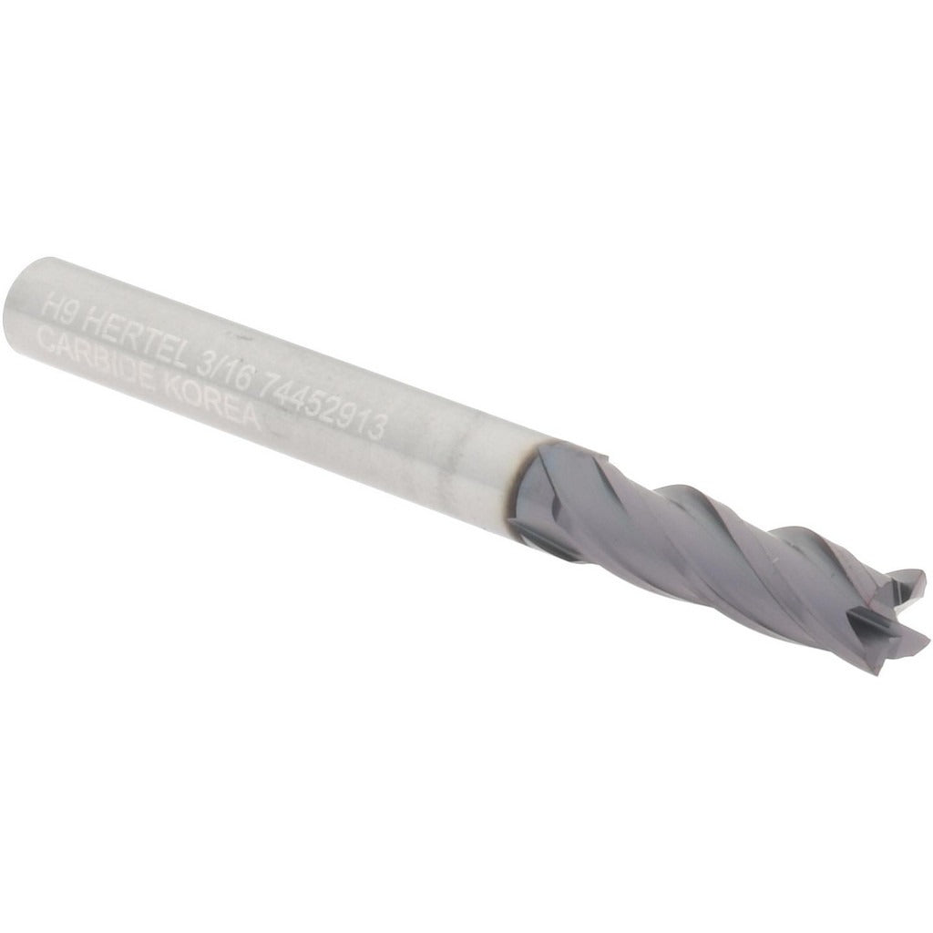 HERTEL Hertel 750222 Square End Mill 3/16 in 4 Flute Solid Carbide