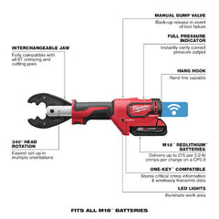 Milwaukee 267822BG M18 Force Logic 6T Utility Crimping Kit with D3 Grooves and Fixed BG Die