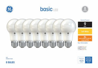 GE G E Lighting 37033 A19 Led Bulb 5W 2700K Soft White 8-pack