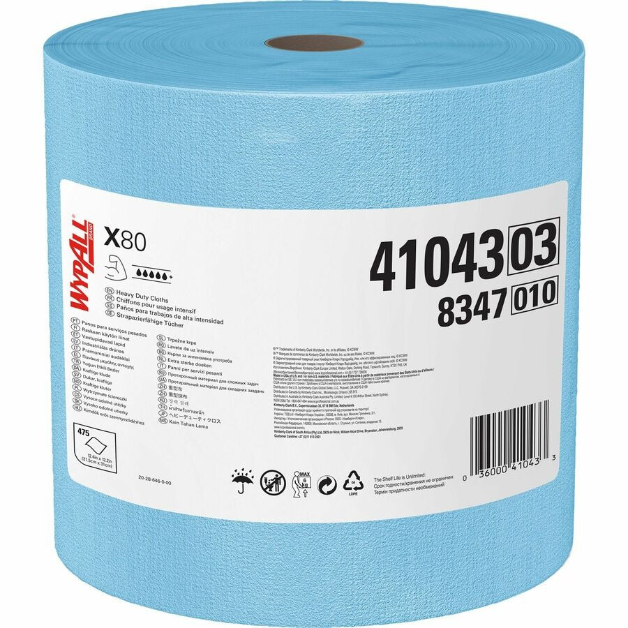 KIMBERLY-CLARK Kimberly-Clark KCC41043 Wypall PowerClean X80 heavy duty cloths jumbo roll 475 sheets (8347)